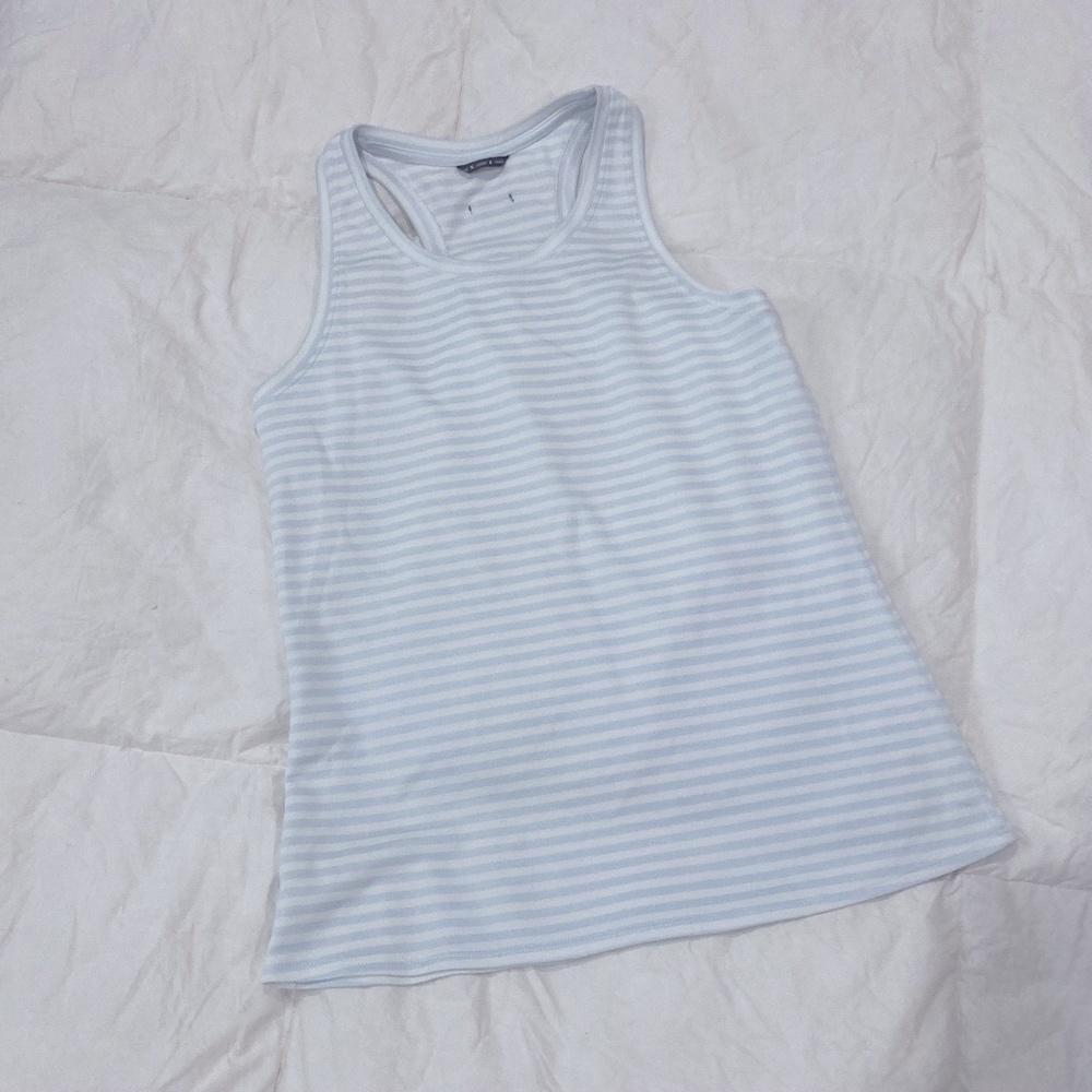 Oiselle blue and white striped tank
